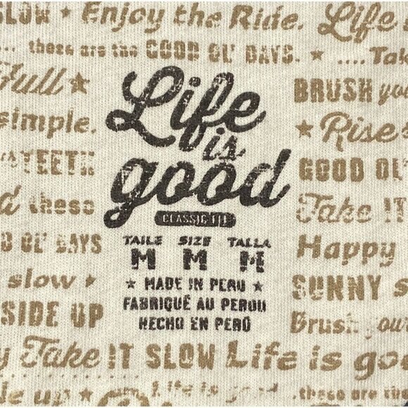 Life is Good Happy Hour T Shirt Mens size Medium Short Sleeved Black - Picture 10 of 10